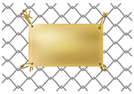 Metal Plate on a Wire Net Vector Illustration Thumbnail