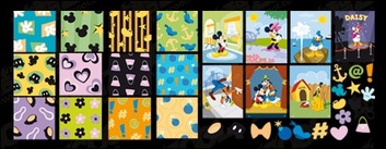 Mickey Mouse, Donald Duck, hearts, flowers, bombs Disney lovely tile background Thumbnail