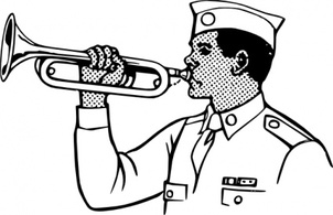 Music Outline Man Young Playing Scout Instrument Papapishu Soldier Bugle Bw Thumbnail