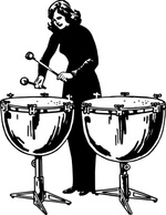 Music Outline Woman Lineart Playing Instrument Beat Kettledrums Thumbnail