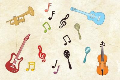 Musical Instruments and Notes Vector Thumbnail