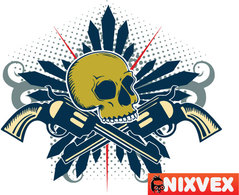 NixVex Skull with Guns Free Vector Thumbnail