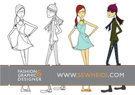 Outfitted Female Fashion Sketch Vectors Thumbnail