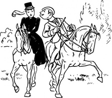 Outline People Man Lady Woman Girl Couple Person Horse Horses Garden Riding Lean Thumbnail