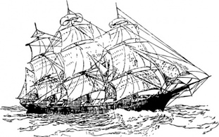 Outline Sailing Ship Boat Ocean Sea Dreadnaught