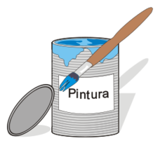 Paint tin can and brush