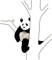 Panda On A Tree clip art