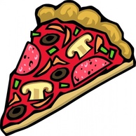 Pizza Slice Mushroom Veggies Pepperoni clip art Thumbnail