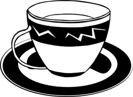 Plate Cup Coffee Drink Lineart Beverage Cappuccino Thumbnail