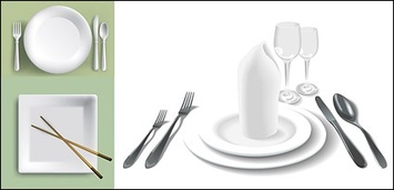 Plate, plates, chopsticks, knife, fork, red glasses, cups, utensils Thumbnail