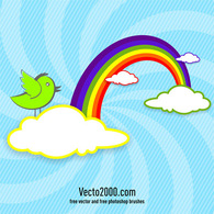 Rainbow with Clouds and Bird Thumbnail