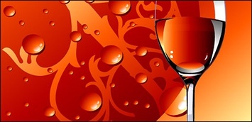 Red wine glass with water Vector material