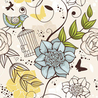 Retro floral seamless vector illustration Thumbnail