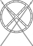 Round Shield And Crossed Spears clip art