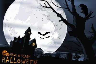 Scary Halloween Scene Vector Thumbnail