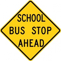 School Bus Stop Ahead Sign clip art Thumbnail