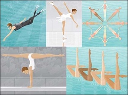 Scuba diving, skating, synchronized swimming, gymnastics, balance beam Thumbnail
