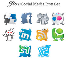 Set of 10 Social Media Icons Thumbnail