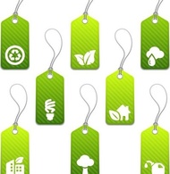 Set of green eco product tags with icons Thumbnail