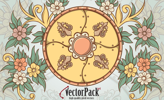Shield and Floral Vector Element Thumbnail