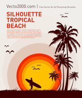 Silhouette Tropical Beach Thumbnail