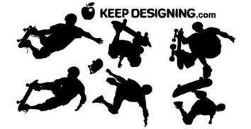 Skateboarders free vector silhouettes Thumbnail