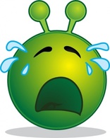 Smiley Green Alien Cry clip art Thumbnail