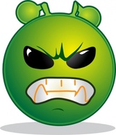 Smiley Green Alien Grrr clip art