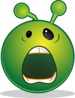 Smiley Green Alien Whaaa clip art