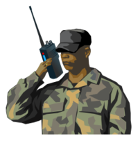 Soldier with walkie talkie radio Thumbnail