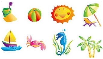 Summer beach subject vector icon