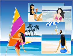 Summer beach vacation packages vector material Thumbnail
