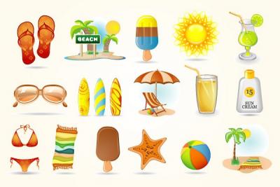 Summer Beach Vector Icons Thumbnail