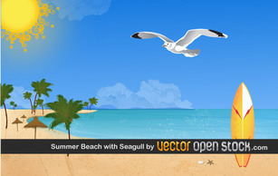 Summer beach with Seagulls Thumbnail