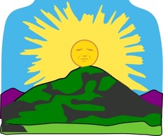 Sun Rays Mountain clip art