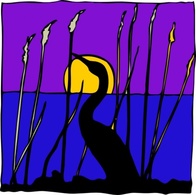 Swan Sunset Lake clip art Thumbnail