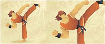 Taekwondo cartoon character vector Thumbnail