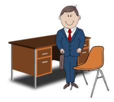 Teacher / Manager between chair and desk Thumbnail