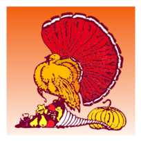 Thanksgiving turkey and harvest with orange background Thumbnail