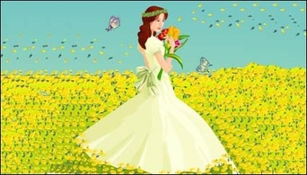 The bride, Butterfly Vector material