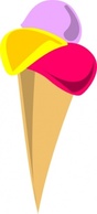 Three Red Blue Food Yellow Ice Cone Balls Eis Sweet Desert Creaam Biscuit Thumbnail