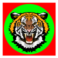 Tiger green on red