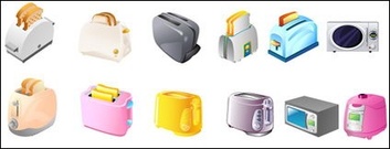 Toaster, microwave ovens, electric cookers vector Thumbnail