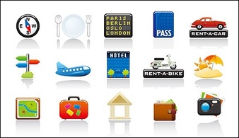 Travel icon set vector subject material