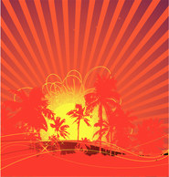 Tropical Rising Sun Vector. Thumbnail