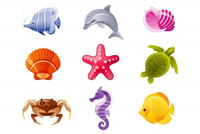 Tropical Sea Animals Vector Thumbnail