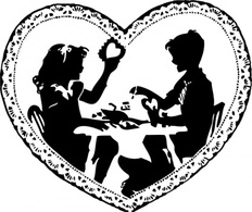 Two Children Making Valentines clip art Thumbnail