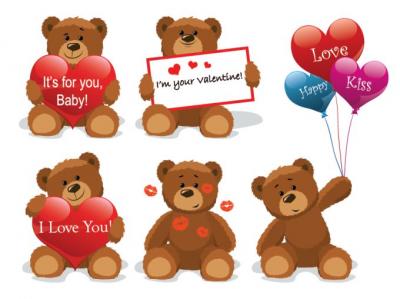 Valentine’s Day Teddy Bears Vector Thumbnail