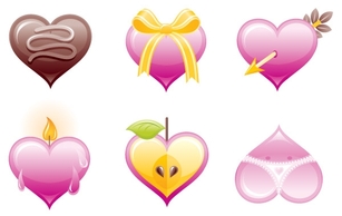 Valentines hearts icon set