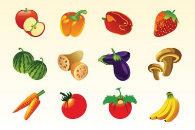 Various Fruits and Vegeatbles Vector Thumbnail
